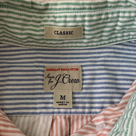 J. Crew Multicolor Striped Short Sleeve Shirt, Classic Medium - Picture 2 of 7